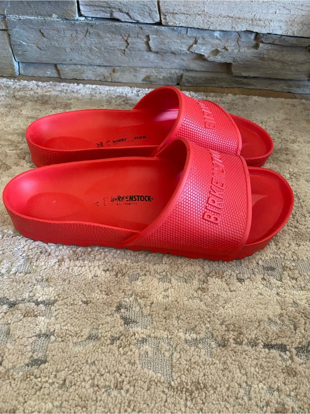 Birkenstock Barbados EVA Solid Red Slide Sandals Embossed Logo Open Toe: 42